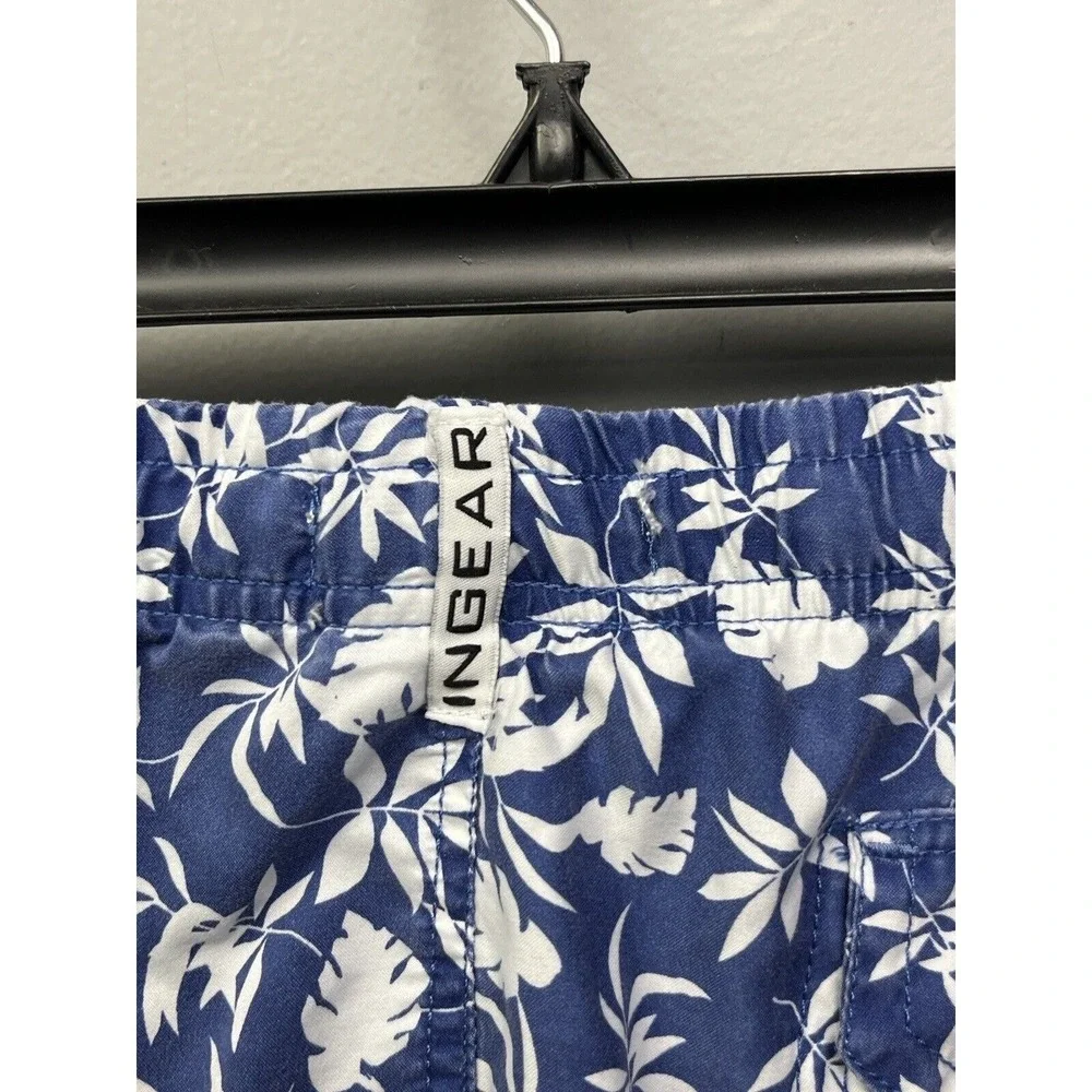 Ingear Swim Trunks Mens Large Blue White Floral Leaf Print Board Shorts 36-38